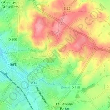 Mapa topográfico La Fouquerie, altitude, relevo