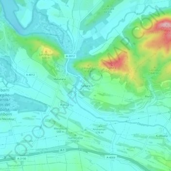 Mapa topográfico Guevara, altitude, relevo