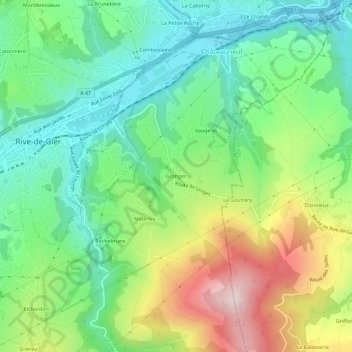 Mapa topográfico Granger, altitude, relevo