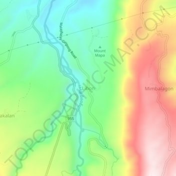 Mapa topográfico Libon, altitude, relevo