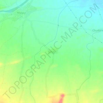 Mapa topográfico Suray, altitude, relevo