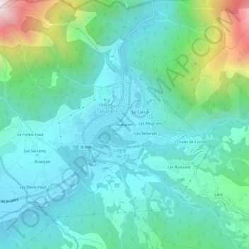 Mapa topográfico Guégnier, altitude, relevo