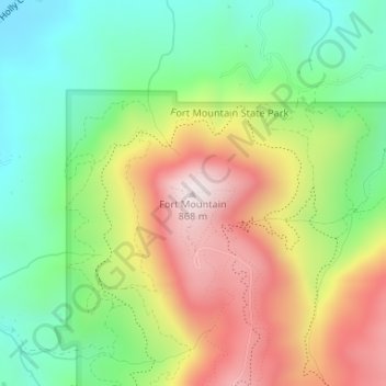 Mapa topográfico Fort Mountain, altitude, relevo