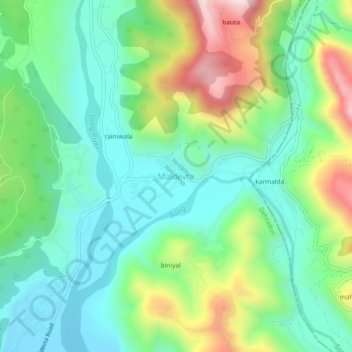 Mapa topográfico Maldevta, altitude, relevo