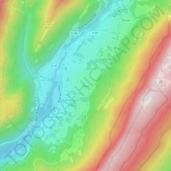 Mapa topográfico L'Épery, altitude, relevo