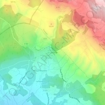 Mapa topográfico Le Colombier, altitude, relevo