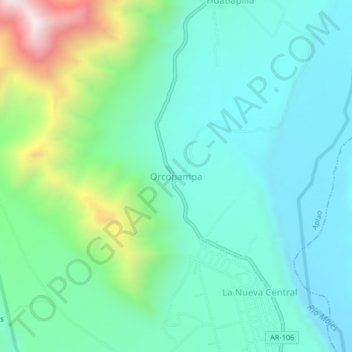 Mapa topográfico Orcopampa, altitude, relevo
