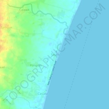Mapa topográfico Tagas, altitude, relevo