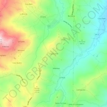Mapa topográfico Lupazzano, altitude, relevo