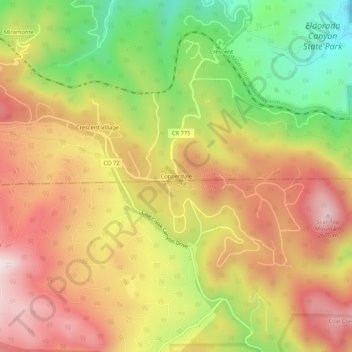 Mapa topográfico Copperdale, altitude, relevo