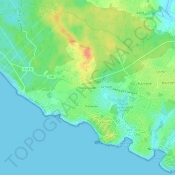 Mapa topográfico Maine Gaudin, altitude, relevo