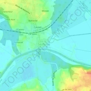 Mapa topográfico Maison Bellepeyre, altitude, relevo