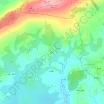 Mapa topográfico Litiez, altitude, relevo