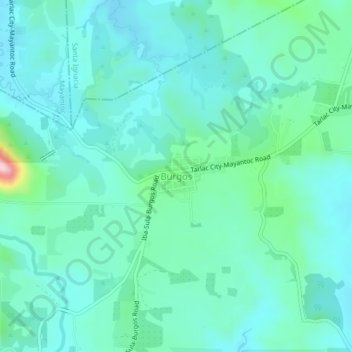 Mapa topográfico Burgos, altitude, relevo