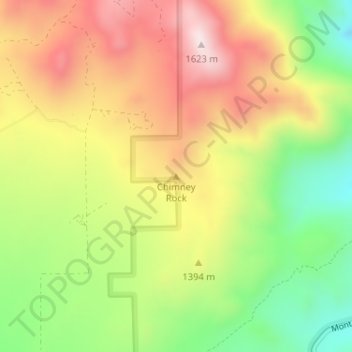 Mapa topográfico Chimney Rock, altitude, relevo