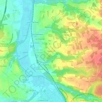 Mapa topográfico Beauchail, altitude, relevo