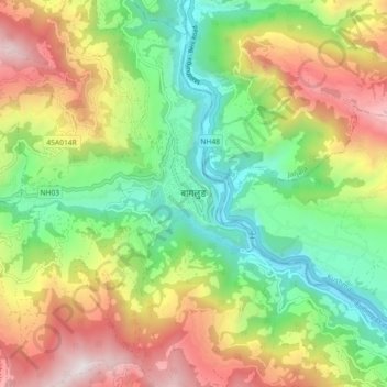 Mapa topográfico Baglung, altitude, relevo