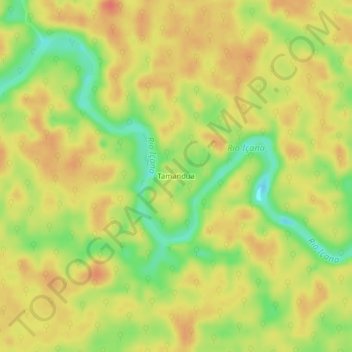 Mapa topográfico Tamandua, altitude, relevo