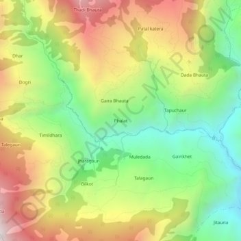 Mapa topográfico Phalat, altitude, relevo