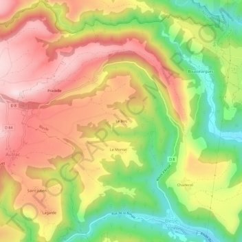 Mapa topográfico Le Bos, altitude, relevo