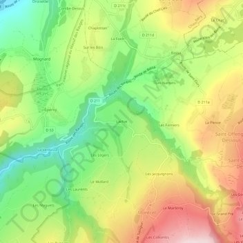 Mapa topográfico Lachat, altitude, relevo