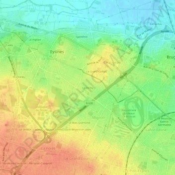 Mapa topográfico Le Derby, altitude, relevo