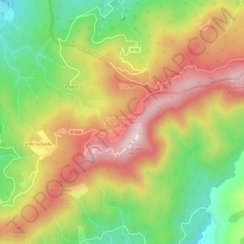 Mapa topográfico Coti-Chiavari, altitude, relevo