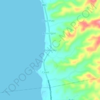 Mapa topográfico Bunganay, altitude, relevo