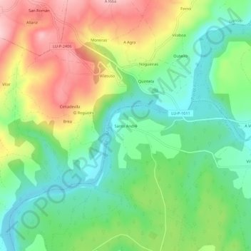 Mapa topográfico Santo André, altitude, relevo