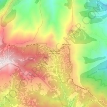 Mapa topográfico Summerhaven, altitude, relevo