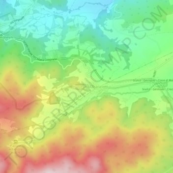 Mapa topográfico Croce di Magara, altitude, relevo