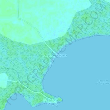 Mapa topográfico Playa Dayaniguas, altitude, relevo