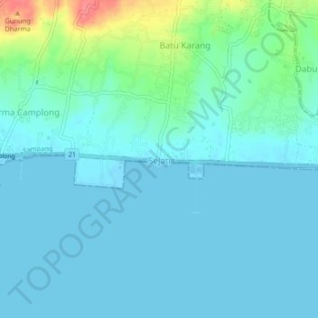 Mapa topográfico Sejati, altitude, relevo