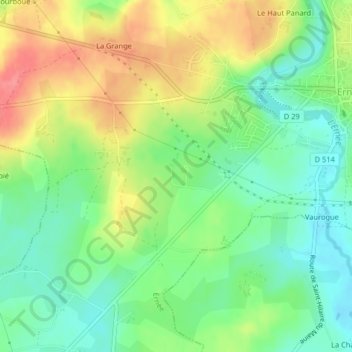 Mapa topográfico Les Bas Villiers, altitude, relevo
