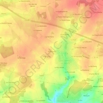 Mapa topográfico L'Hameau, altitude, relevo