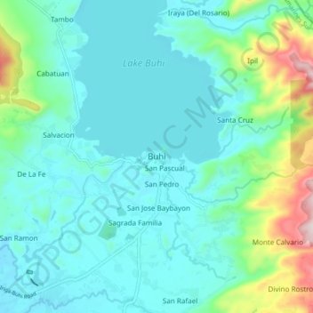 Mapa topográfico Buhi, altitude, relevo