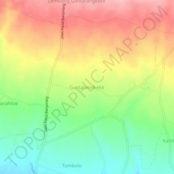 Mapa topográfico Gantarangkeke, altitude, relevo