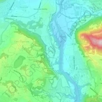 Mapa topográfico Arlate, altitude, relevo