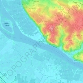 Mapa topográfico Esconac, altitude, relevo