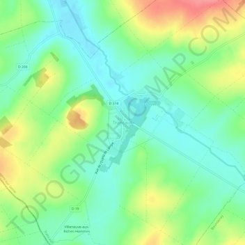 Mapa topográfico Trancault, altitude, relevo