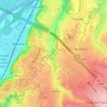 Mapa topográfico Légipont, altitude, relevo