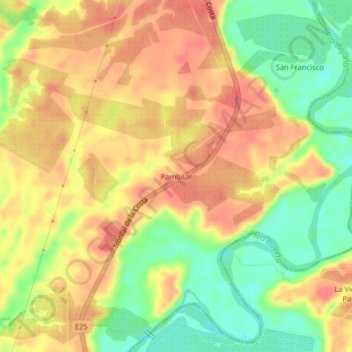 Mapa topográfico Pambilar, altitude, relevo