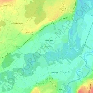 Mapa topográfico Les Moussouves, altitude, relevo