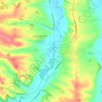Mapa topográfico La Chaussée, altitude, relevo