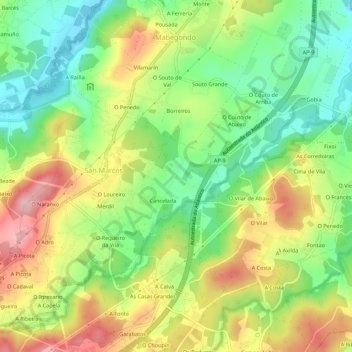 Mapa topográfico Cancelada, altitude, relevo