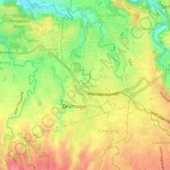 Mapa topográfico Margajaya, altitude, relevo