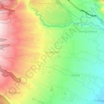 Mapa topográfico Sarampad, altitude, relevo