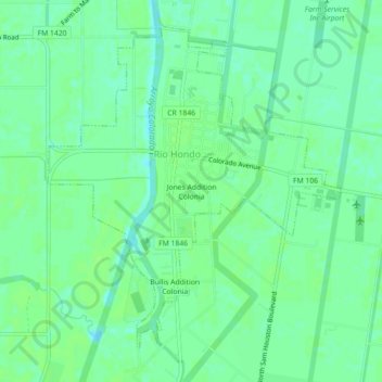 Mapa topográfico Jones Addition Colonia, altitude, relevo