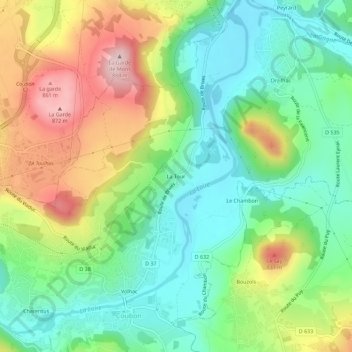 Mapa topográfico La Tour, altitude, relevo