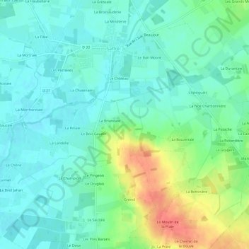 Mapa topográfico La Guerlais, altitude, relevo
